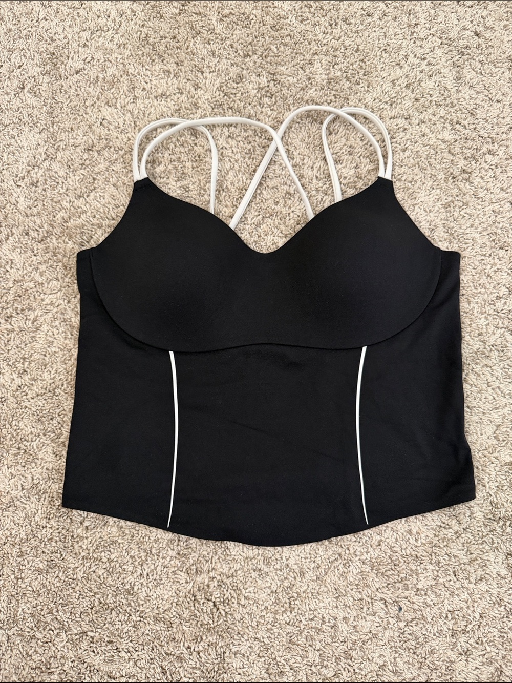 VSX Black Sports Bra with White Straps